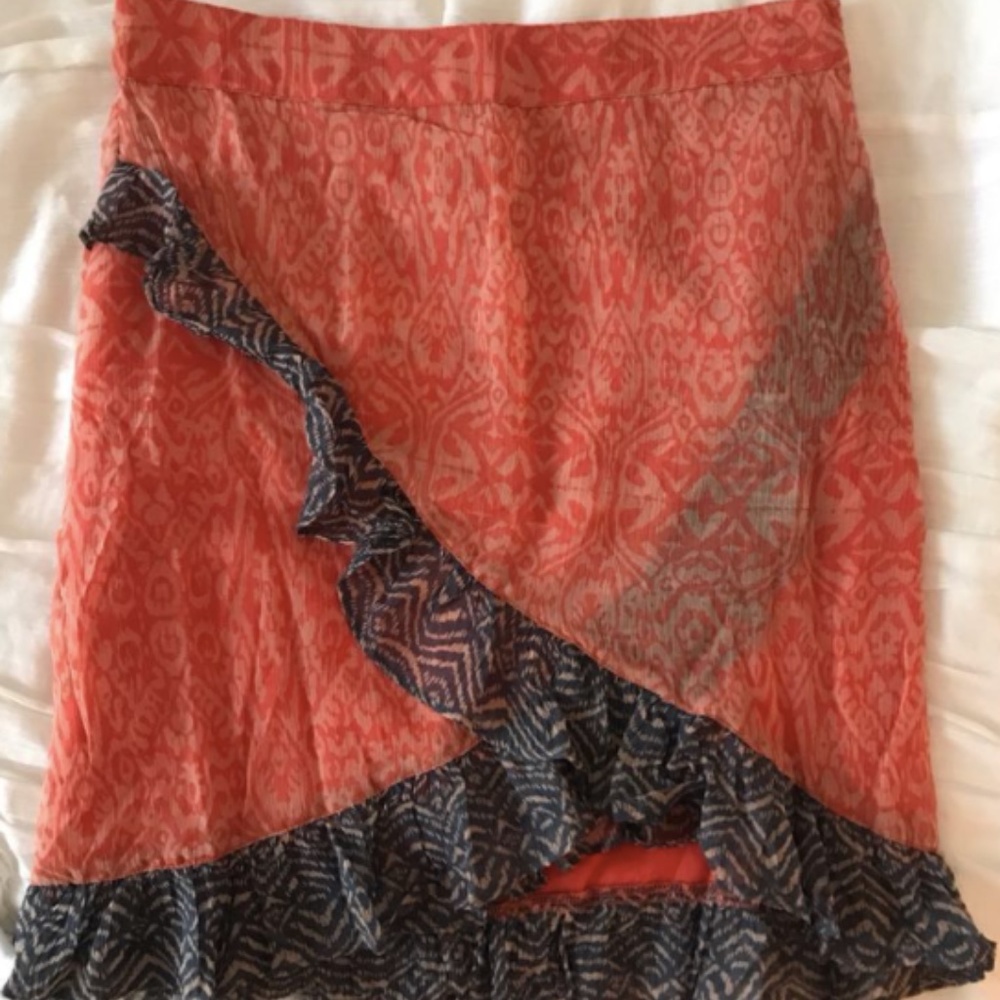 Free People Orange Wrap Skirt